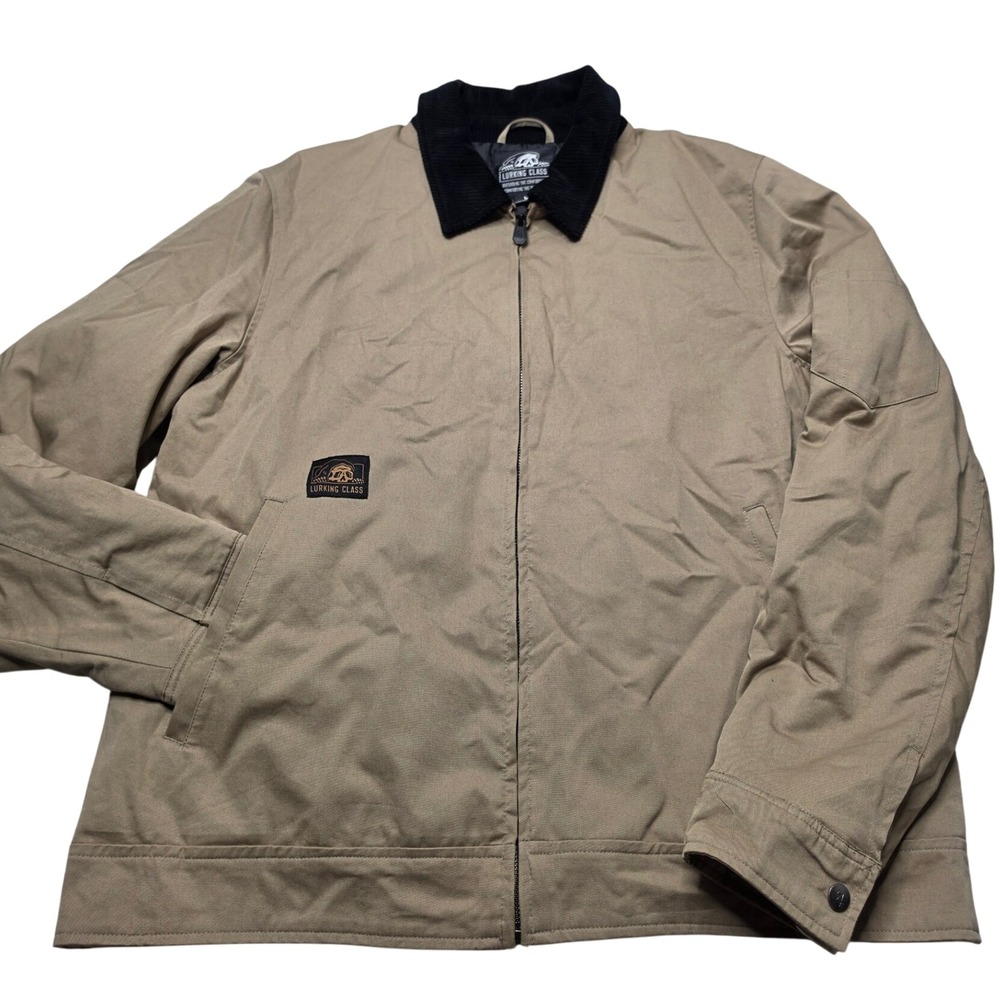 Lurking Class Sketchy Tank Men Tan Wolf Graphic Work Jacket Corduroy Collar